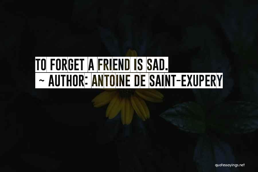 Antoine De Saint-Exupery Quotes: To Forget A Friend Is Sad.