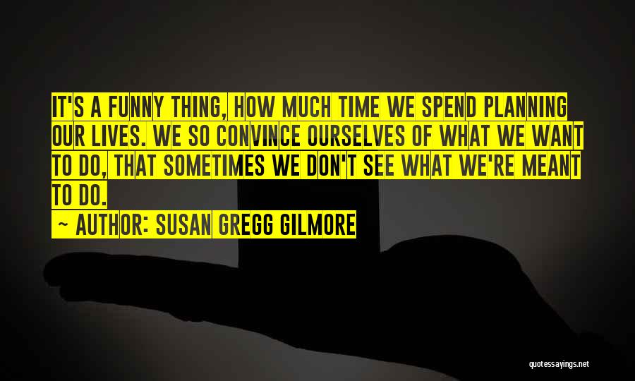 Susan Gregg Gilmore Quotes: It's A Funny Thing, How Much Time We Spend Planning Our Lives. We So Convince Ourselves Of What We Want