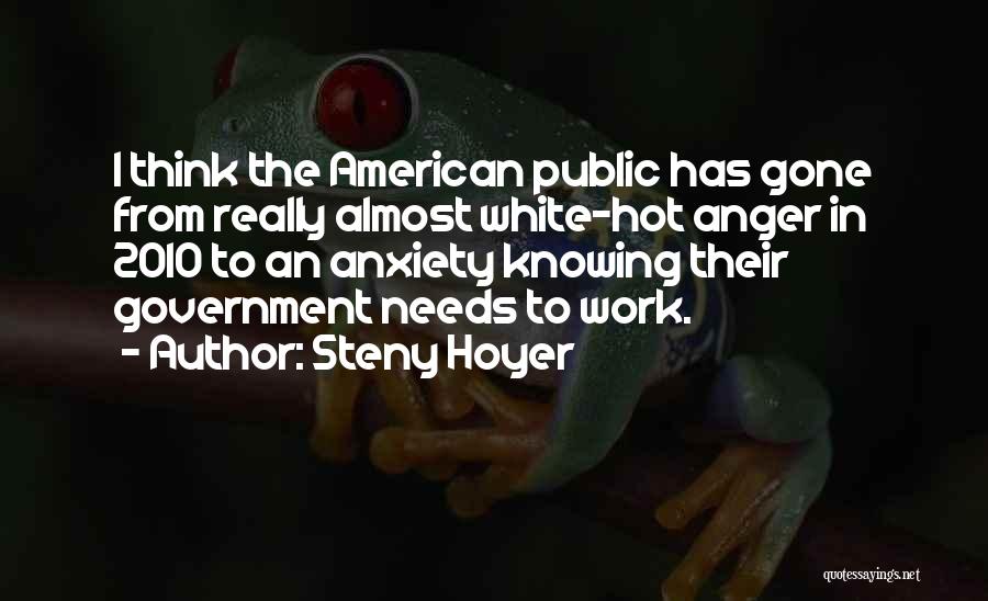 Steny Hoyer Quotes: I Think The American Public Has Gone From Really Almost White-hot Anger In 2010 To An Anxiety Knowing Their Government