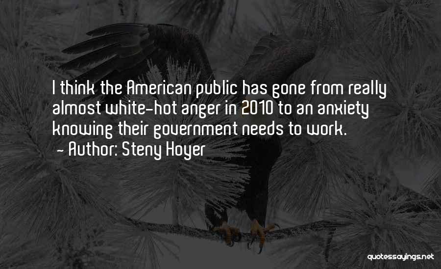 Steny Hoyer Quotes: I Think The American Public Has Gone From Really Almost White-hot Anger In 2010 To An Anxiety Knowing Their Government