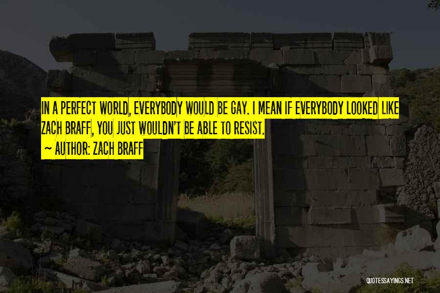 Zach Braff Quotes: In A Perfect World, Everybody Would Be Gay. I Mean If Everybody Looked Like Zach Braff, You Just Wouldn't Be