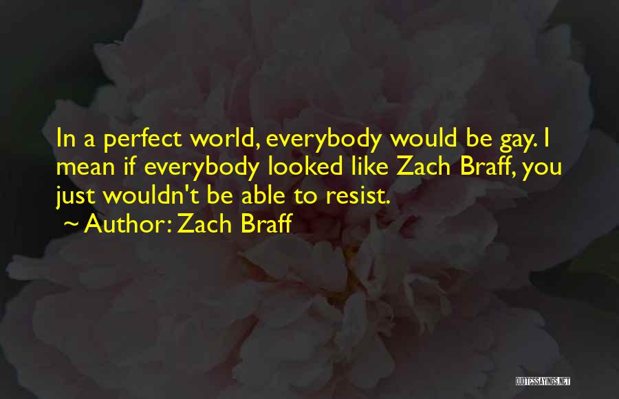 Zach Braff Quotes: In A Perfect World, Everybody Would Be Gay. I Mean If Everybody Looked Like Zach Braff, You Just Wouldn't Be