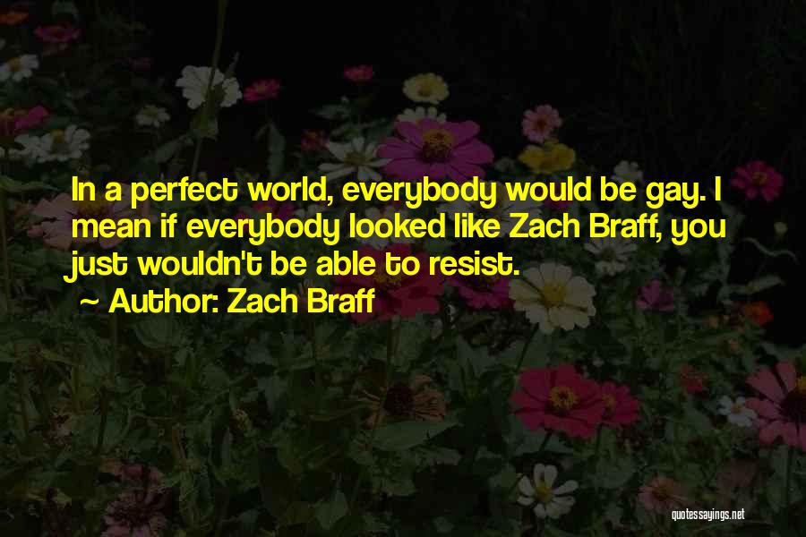 Zach Braff Quotes: In A Perfect World, Everybody Would Be Gay. I Mean If Everybody Looked Like Zach Braff, You Just Wouldn't Be