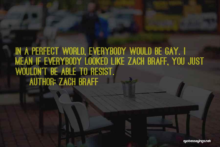 Zach Braff Quotes: In A Perfect World, Everybody Would Be Gay. I Mean If Everybody Looked Like Zach Braff, You Just Wouldn't Be