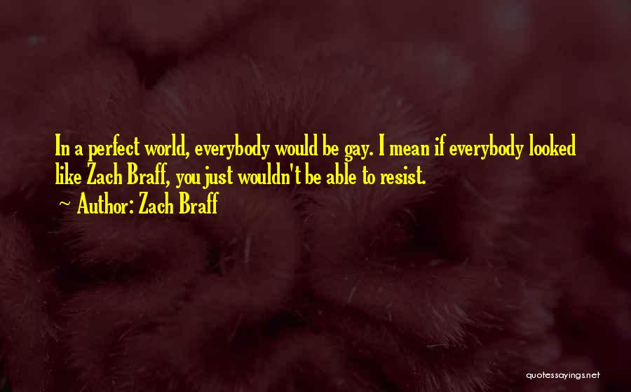 Zach Braff Quotes: In A Perfect World, Everybody Would Be Gay. I Mean If Everybody Looked Like Zach Braff, You Just Wouldn't Be