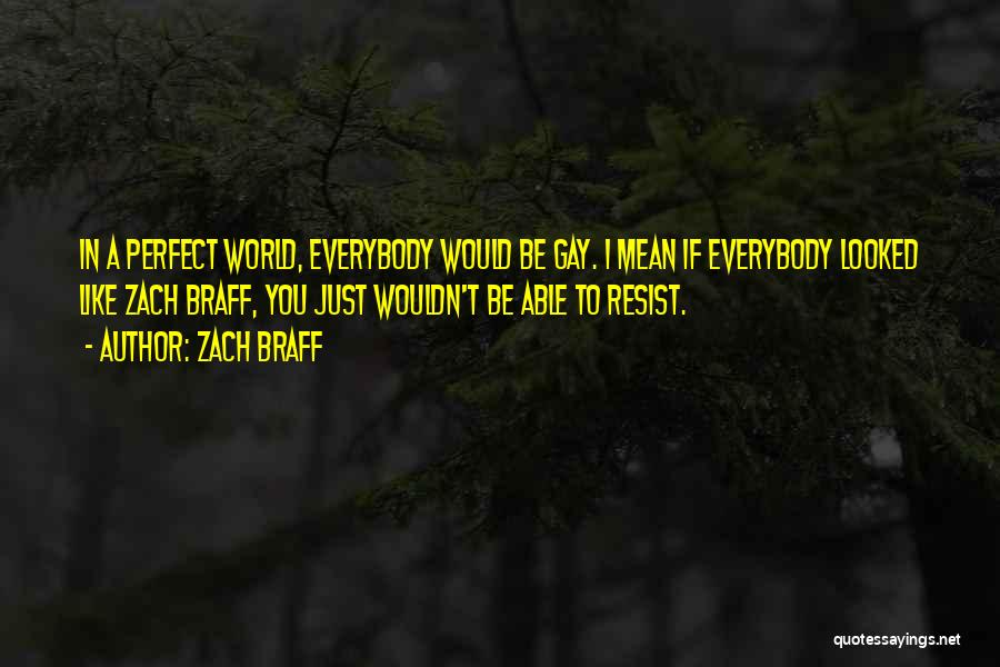 Zach Braff Quotes: In A Perfect World, Everybody Would Be Gay. I Mean If Everybody Looked Like Zach Braff, You Just Wouldn't Be