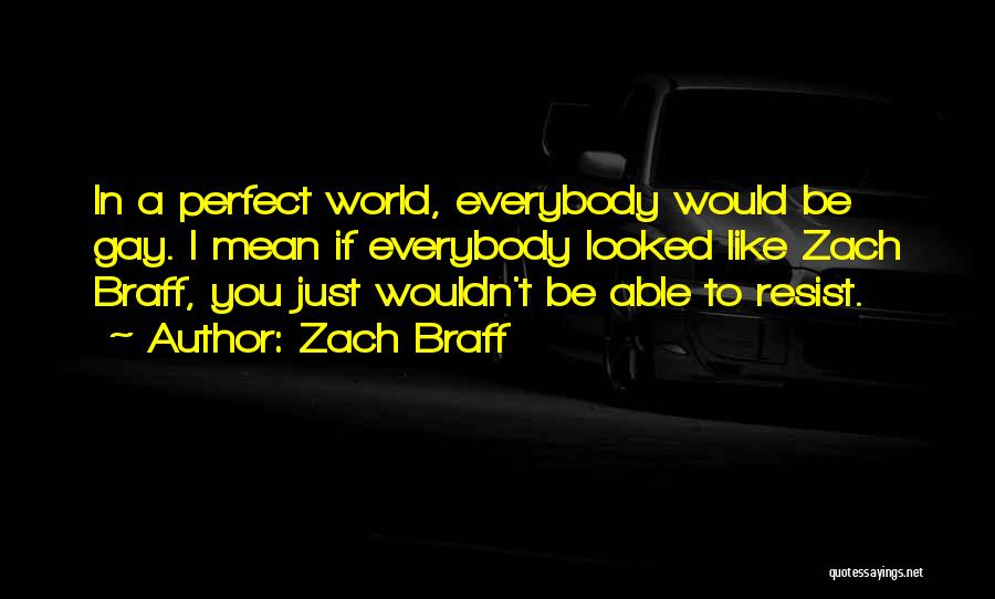 Zach Braff Quotes: In A Perfect World, Everybody Would Be Gay. I Mean If Everybody Looked Like Zach Braff, You Just Wouldn't Be