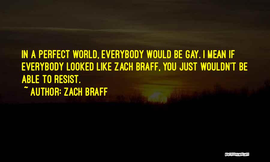 Zach Braff Quotes: In A Perfect World, Everybody Would Be Gay. I Mean If Everybody Looked Like Zach Braff, You Just Wouldn't Be