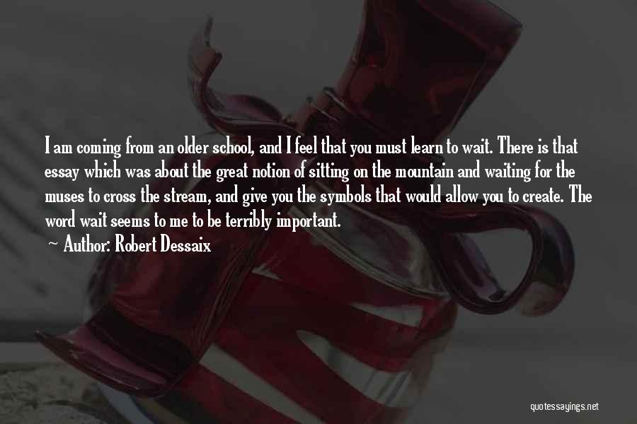 Robert Dessaix Quotes: I Am Coming From An Older School, And I Feel That You Must Learn To Wait. There Is That Essay