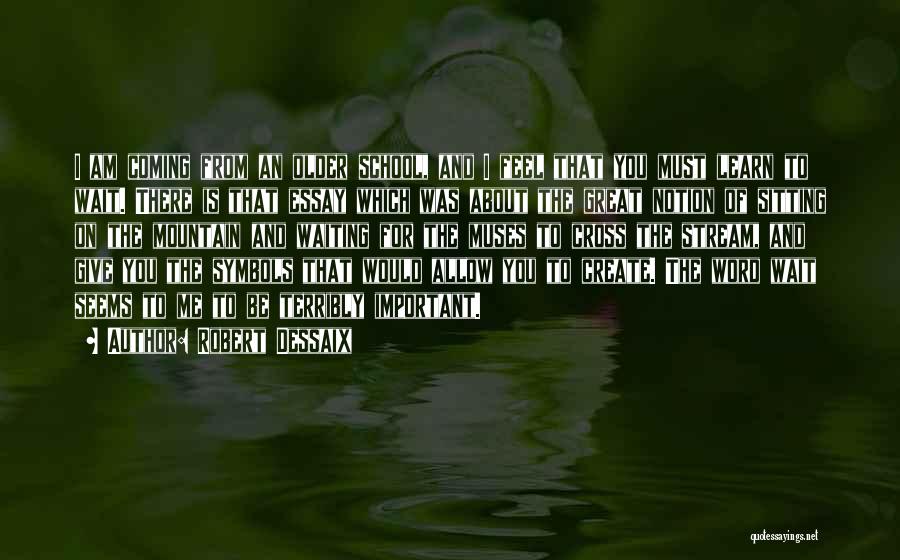 Robert Dessaix Quotes: I Am Coming From An Older School, And I Feel That You Must Learn To Wait. There Is That Essay