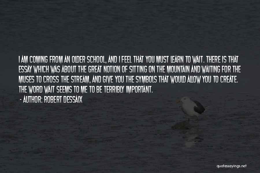 Robert Dessaix Quotes: I Am Coming From An Older School, And I Feel That You Must Learn To Wait. There Is That Essay