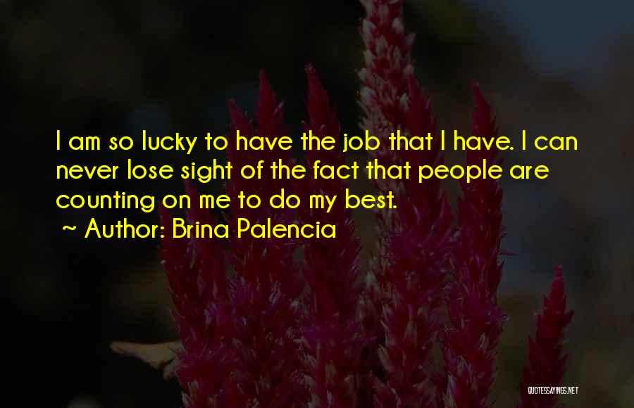 Brina Palencia Quotes: I Am So Lucky To Have The Job That I Have. I Can Never Lose Sight Of The Fact That