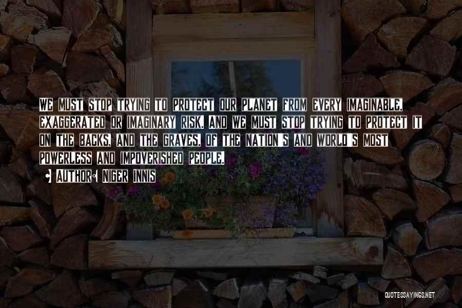Niger Innis Quotes: We Must Stop Trying To Protect Our Planet From Every Imaginable, Exaggerated Or Imaginary Risk. And We Must Stop Trying