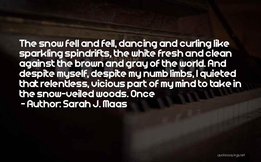 Sarah J. Maas Quotes: The Snow Fell And Fell, Dancing And Curling Like Sparkling Spindrifts, The White Fresh And Clean Against The Brown And