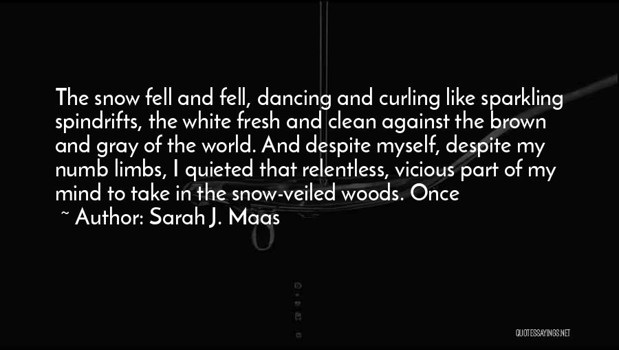 Sarah J. Maas Quotes: The Snow Fell And Fell, Dancing And Curling Like Sparkling Spindrifts, The White Fresh And Clean Against The Brown And