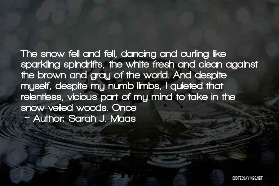 Sarah J. Maas Quotes: The Snow Fell And Fell, Dancing And Curling Like Sparkling Spindrifts, The White Fresh And Clean Against The Brown And