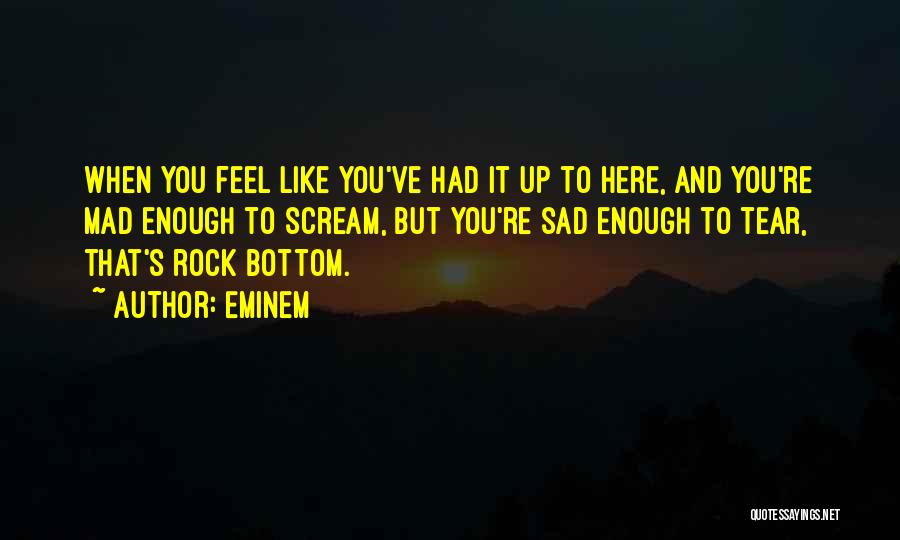 Eminem Quotes: When You Feel Like You've Had It Up To Here, And You're Mad Enough To Scream, But You're Sad Enough