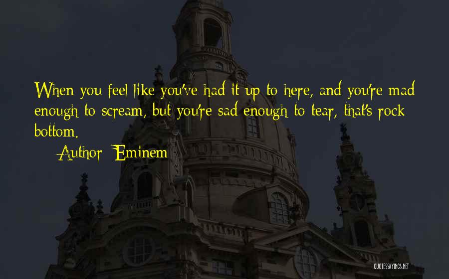 Eminem Quotes: When You Feel Like You've Had It Up To Here, And You're Mad Enough To Scream, But You're Sad Enough