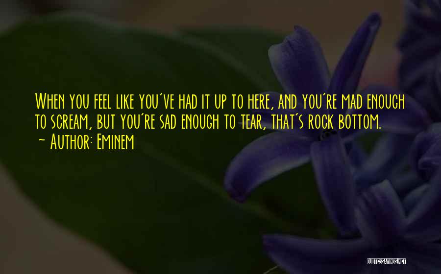 Eminem Quotes: When You Feel Like You've Had It Up To Here, And You're Mad Enough To Scream, But You're Sad Enough