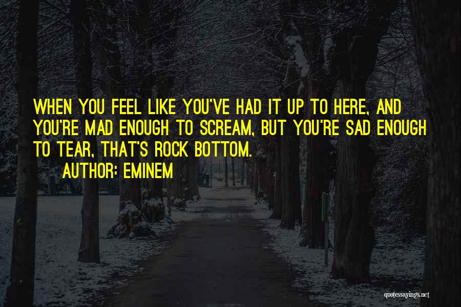 Eminem Quotes: When You Feel Like You've Had It Up To Here, And You're Mad Enough To Scream, But You're Sad Enough