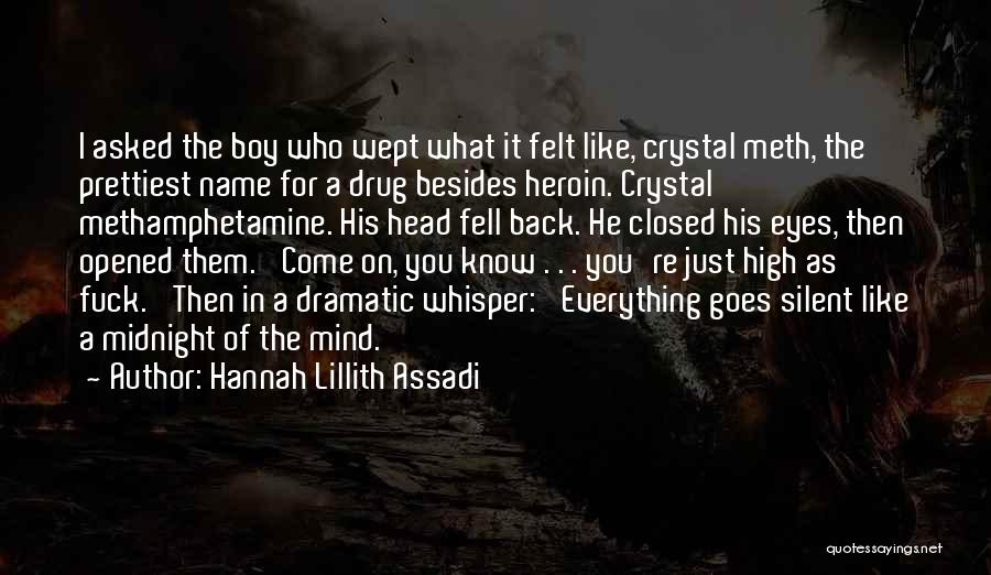 Hannah Lillith Assadi Quotes: I Asked The Boy Who Wept What It Felt Like, Crystal Meth, The Prettiest Name For A Drug Besides Heroin.