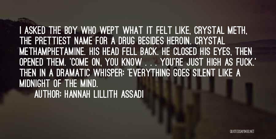 Hannah Lillith Assadi Quotes: I Asked The Boy Who Wept What It Felt Like, Crystal Meth, The Prettiest Name For A Drug Besides Heroin.