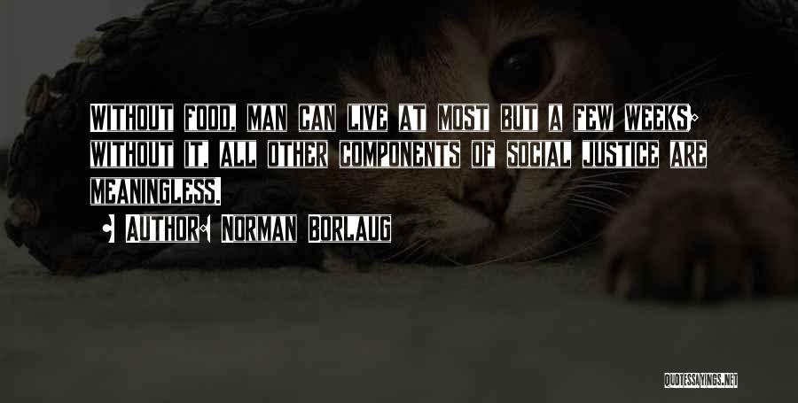 Norman Borlaug Quotes: Without Food, Man Can Live At Most But A Few Weeks; Without It, All Other Components Of Social Justice Are