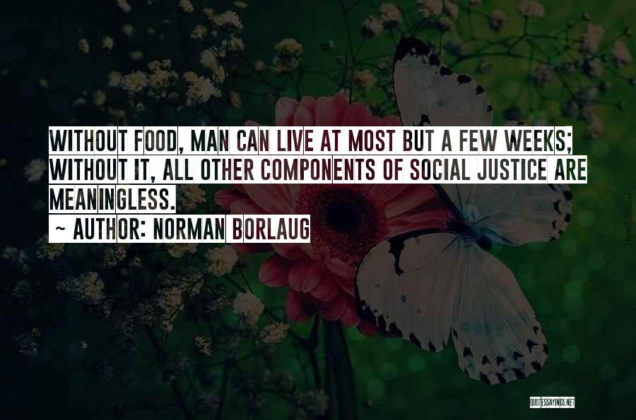 Norman Borlaug Quotes: Without Food, Man Can Live At Most But A Few Weeks; Without It, All Other Components Of Social Justice Are