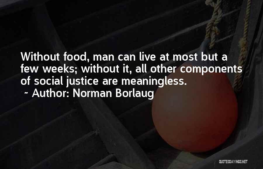 Norman Borlaug Quotes: Without Food, Man Can Live At Most But A Few Weeks; Without It, All Other Components Of Social Justice Are