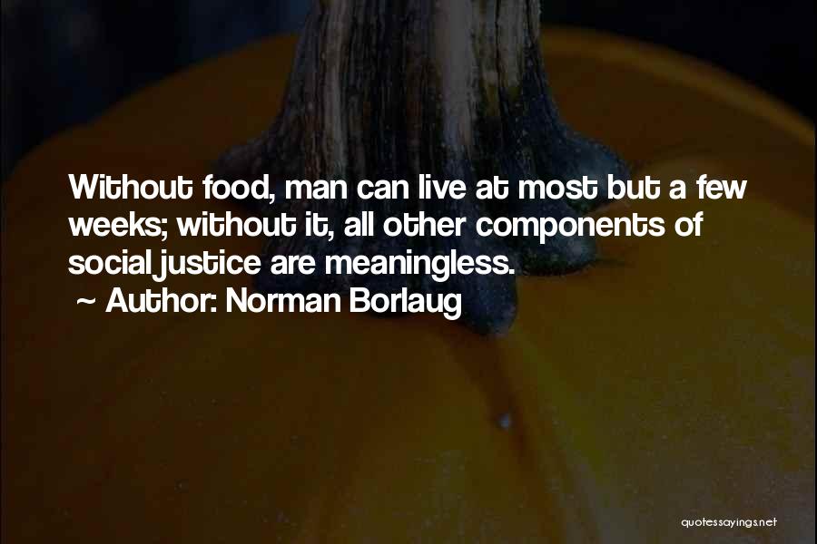 Norman Borlaug Quotes: Without Food, Man Can Live At Most But A Few Weeks; Without It, All Other Components Of Social Justice Are