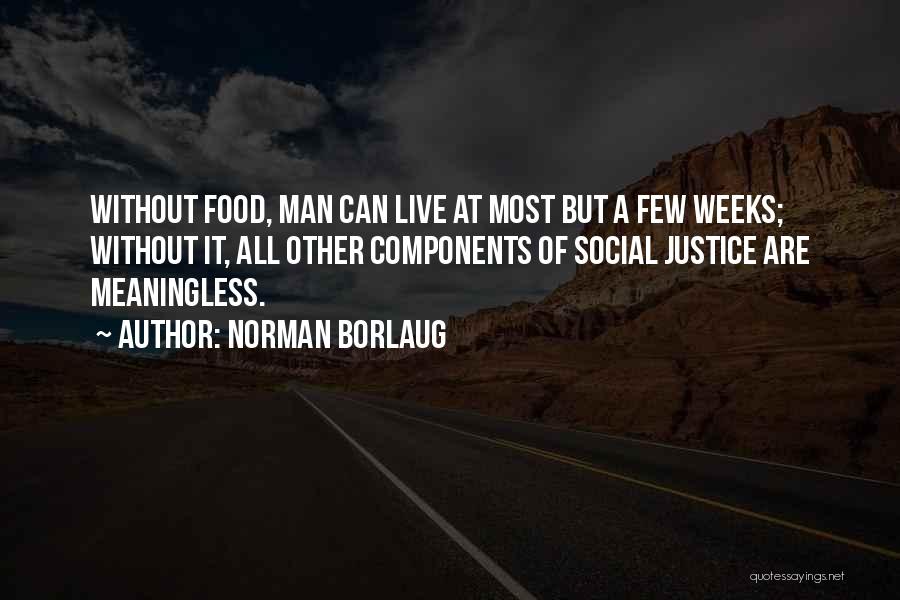 Norman Borlaug Quotes: Without Food, Man Can Live At Most But A Few Weeks; Without It, All Other Components Of Social Justice Are