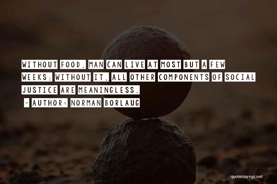 Norman Borlaug Quotes: Without Food, Man Can Live At Most But A Few Weeks; Without It, All Other Components Of Social Justice Are
