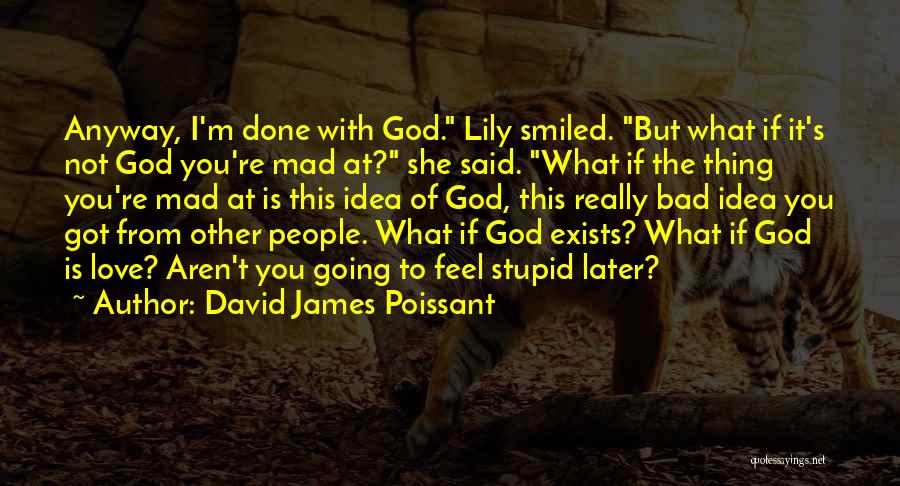 David James Poissant Quotes: Anyway, I'm Done With God. Lily Smiled. But What If It's Not God You're Mad At? She Said. What If