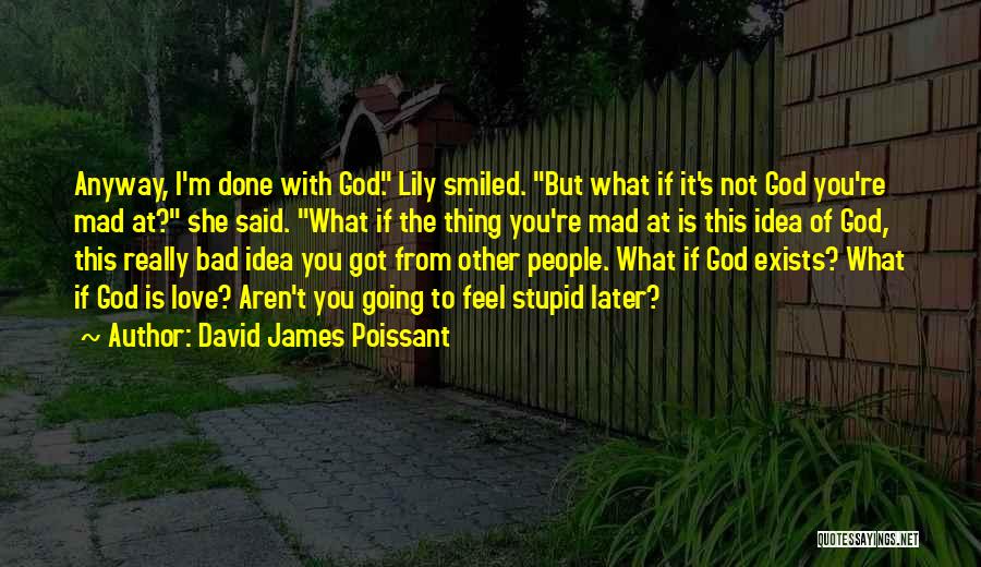 David James Poissant Quotes: Anyway, I'm Done With God. Lily Smiled. But What If It's Not God You're Mad At? She Said. What If