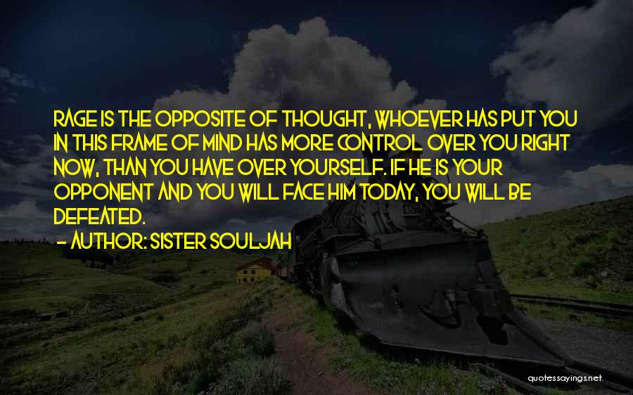 Sister Souljah Quotes: Rage Is The Opposite Of Thought, Whoever Has Put You In This Frame Of Mind Has More Control Over You
