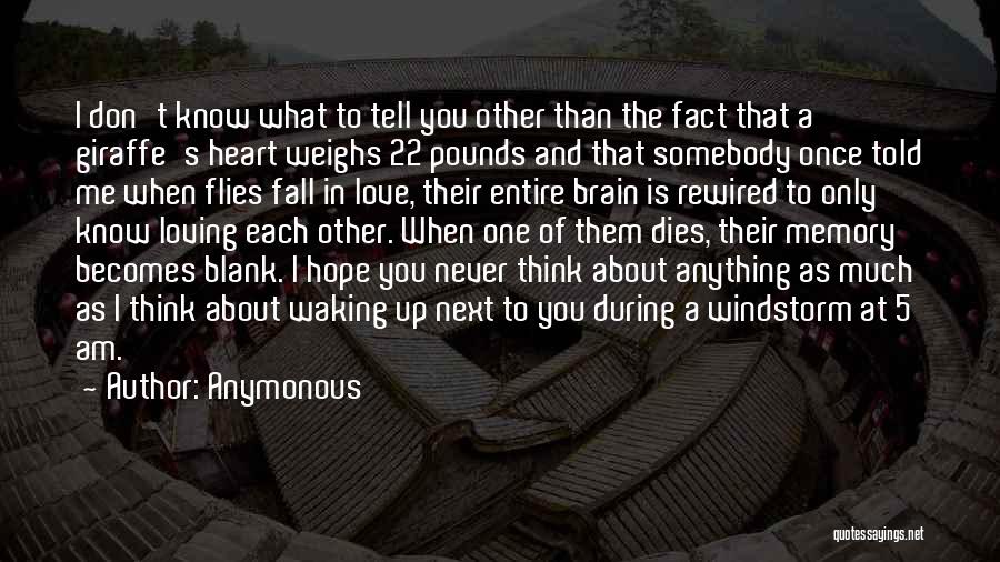 Anymonous Quotes: I Don't Know What To Tell You Other Than The Fact That A Giraffe's Heart Weighs 22 Pounds And That