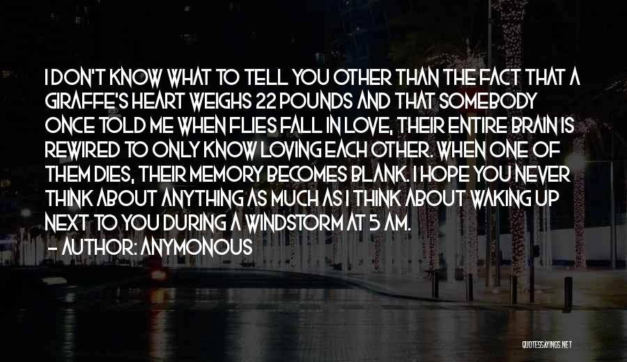 Anymonous Quotes: I Don't Know What To Tell You Other Than The Fact That A Giraffe's Heart Weighs 22 Pounds And That