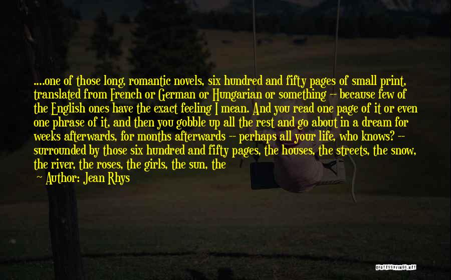 Jean Rhys Quotes: ....one Of Those Long, Romantic Novels, Six Hundred And Fifty Pages Of Small Print, Translated From French Or German Or