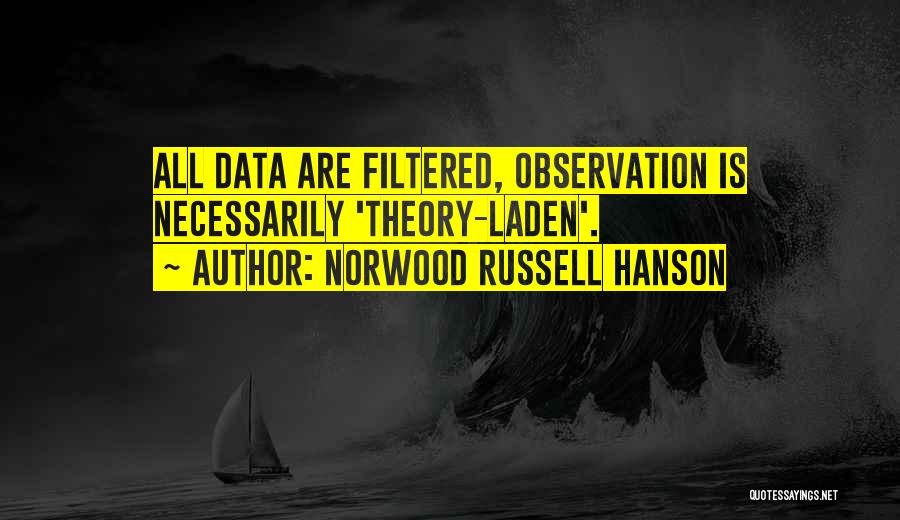 Norwood Russell Hanson Quotes: All Data Are Filtered, Observation Is Necessarily 'theory-laden'.