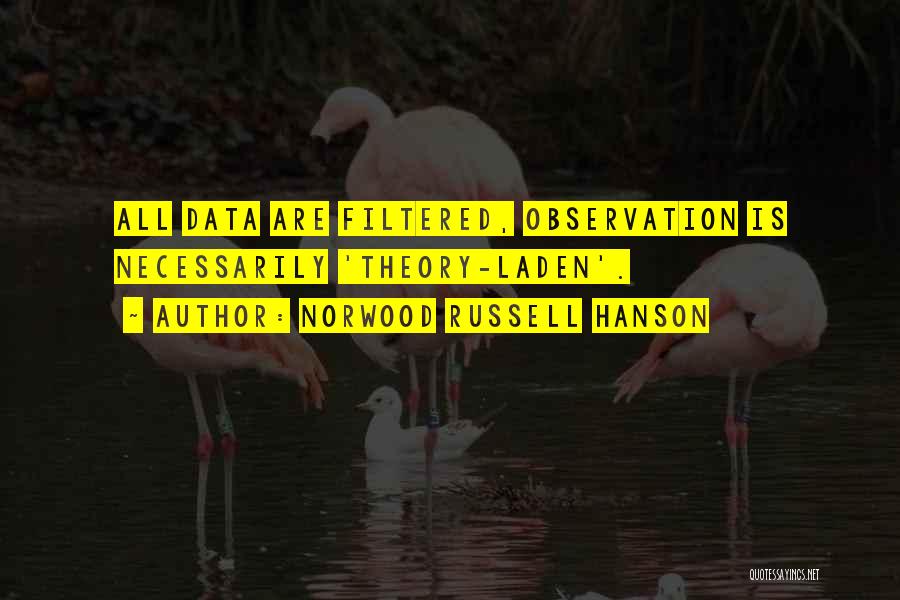 Norwood Russell Hanson Quotes: All Data Are Filtered, Observation Is Necessarily 'theory-laden'.