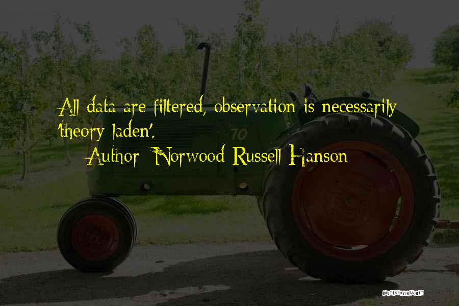 Norwood Russell Hanson Quotes: All Data Are Filtered, Observation Is Necessarily 'theory-laden'.