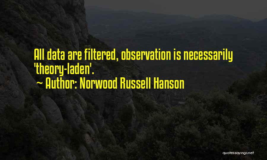 Norwood Russell Hanson Quotes: All Data Are Filtered, Observation Is Necessarily 'theory-laden'.