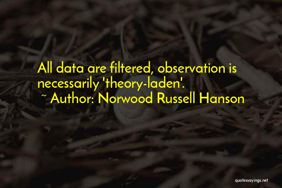 Norwood Russell Hanson Quotes: All Data Are Filtered, Observation Is Necessarily 'theory-laden'.