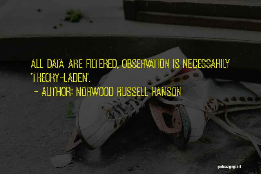 Norwood Russell Hanson Quotes: All Data Are Filtered, Observation Is Necessarily 'theory-laden'.