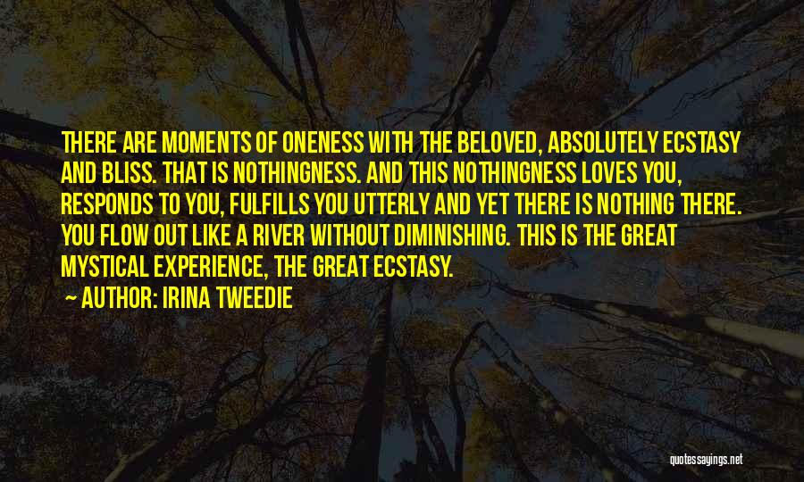 Irina Tweedie Quotes: There Are Moments Of Oneness With The Beloved, Absolutely Ecstasy And Bliss. That Is Nothingness. And This Nothingness Loves You,