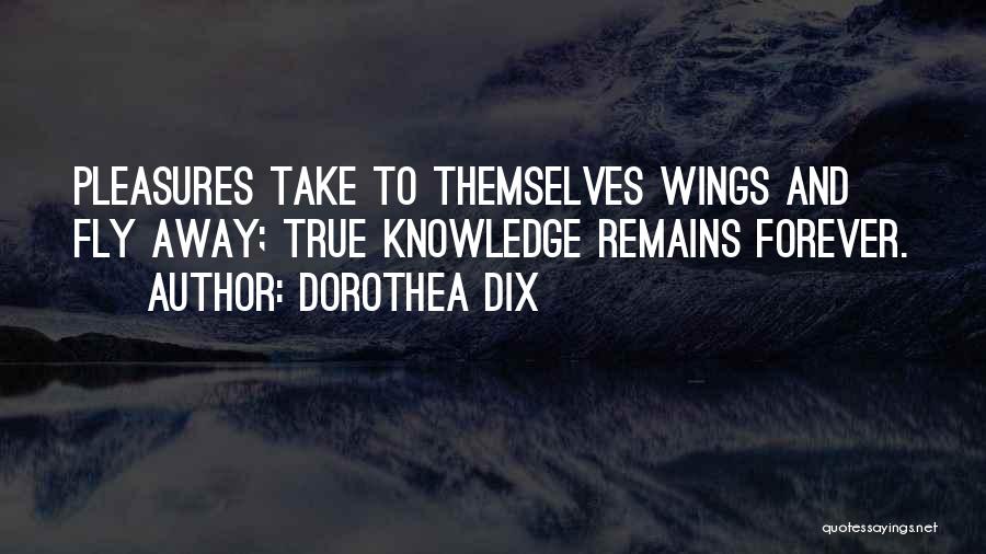 Dorothea Dix Quotes: Pleasures Take To Themselves Wings And Fly Away; True Knowledge Remains Forever.