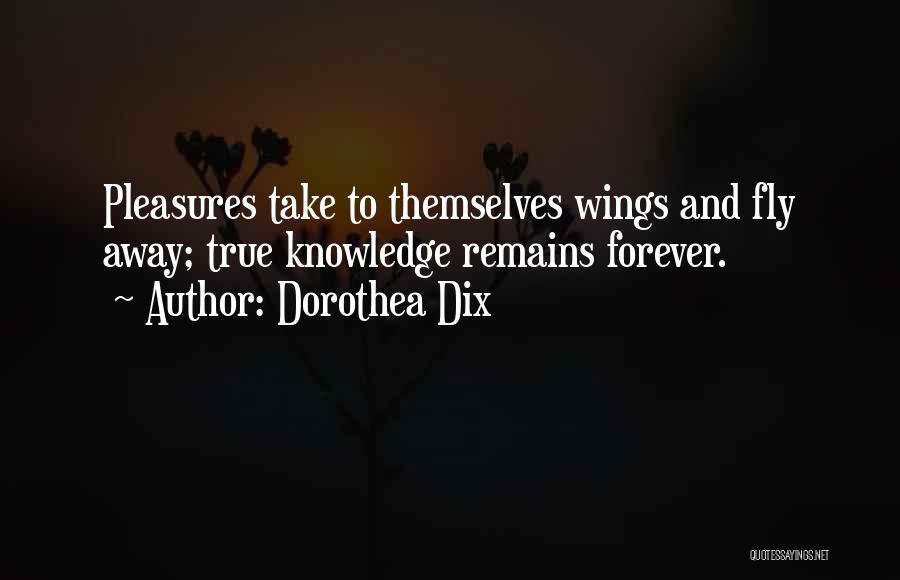 Dorothea Dix Quotes: Pleasures Take To Themselves Wings And Fly Away; True Knowledge Remains Forever.