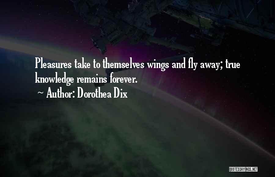 Dorothea Dix Quotes: Pleasures Take To Themselves Wings And Fly Away; True Knowledge Remains Forever.