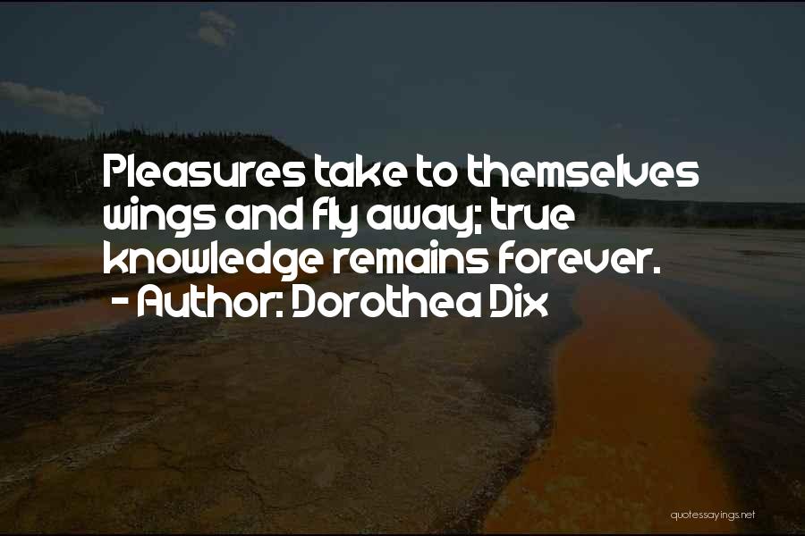 Dorothea Dix Quotes: Pleasures Take To Themselves Wings And Fly Away; True Knowledge Remains Forever.