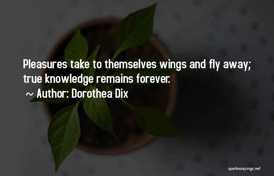 Dorothea Dix Quotes: Pleasures Take To Themselves Wings And Fly Away; True Knowledge Remains Forever.